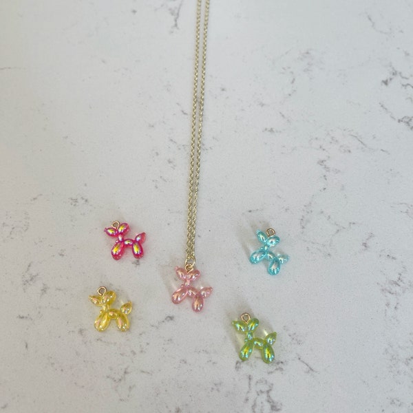 Pastel Balloon Dog Necklaces, Balloon Dog Necklace, Colorful Dog Charm Necklace, Preppy Charm Necklace, Balloon Dog Jewelry, Balloon Dog