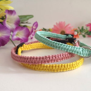 Macrame Cat Collar  - 30 different color options - 3/8inch wide - Adjustable Light Weight Cat Collar - Breakaway Clasp - Eco-friendly Collar