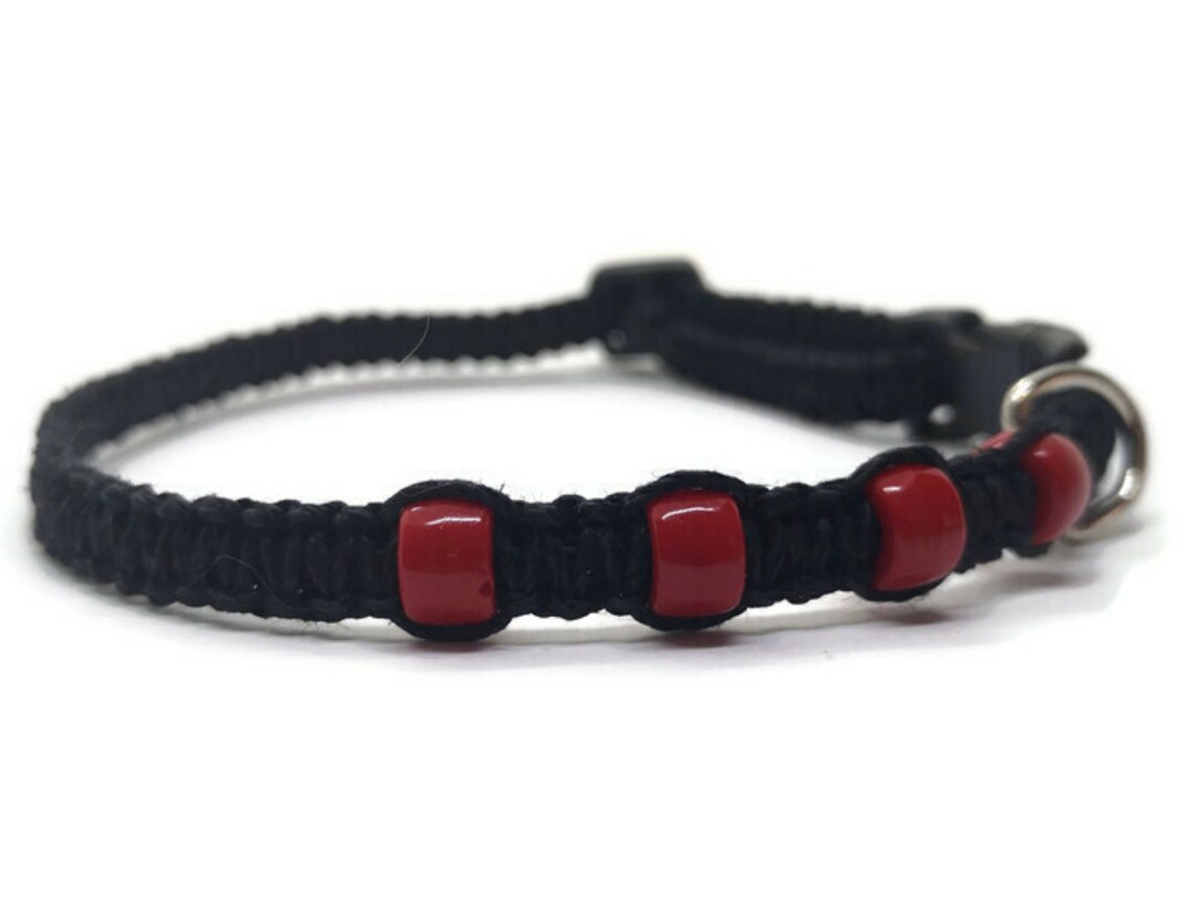 Beaded Cat Collar 3/8inch Wide Different Color Options Hemp Cat Collar