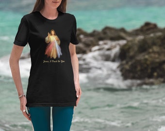 Jesus I Trust In You T-Shirt | Divine Mercy T-Shirt | Christian Catholic T-Shirt | Unisex Jersey Short Sleeve Tee