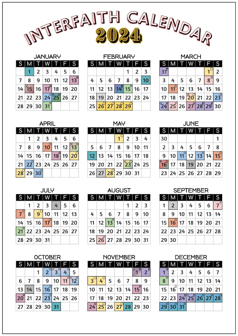 INTERFAITH 2024 CALENDAR Downloadable Etsy
