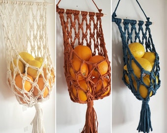 Boho Macrame Fruit / Vegetable hanging storage, Wall baskets,  van life,  space saver,  RV living