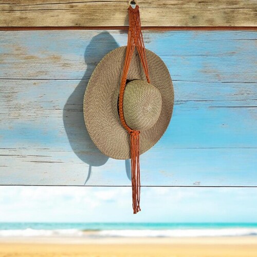Soporte para sombreros de macramé, colgador de sombreros estilo granja, perchero para sombreros de vaquero, expositor de sombreros boho, soporte para sombreros de pared, decoración de sombreros de macramé,