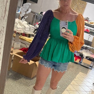 mardi gras color block shirt