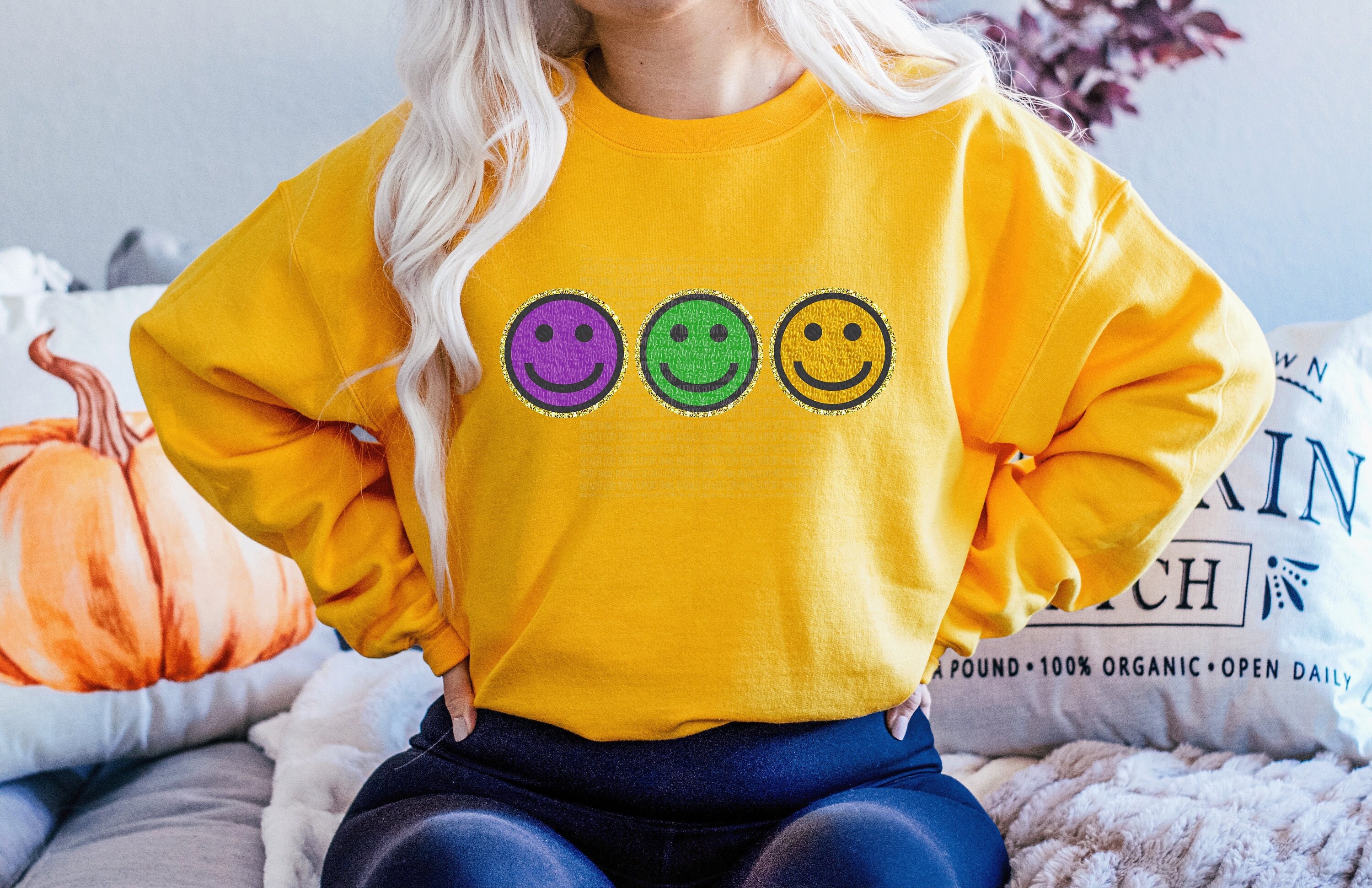 Smiley Face Patch Sweatshirt - Etsy