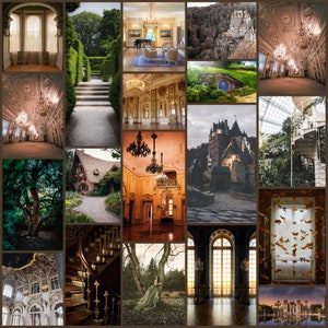 Fantasy Castles Wall Collage Kit | 155 Pictures Digital Download