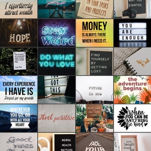 Inspirational Phrases Wall Collage Kit | 115 Pictures Digital Download