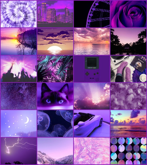 Purple Aesthetic Wall Collage Kit 170 Pictures Digital | Etsy