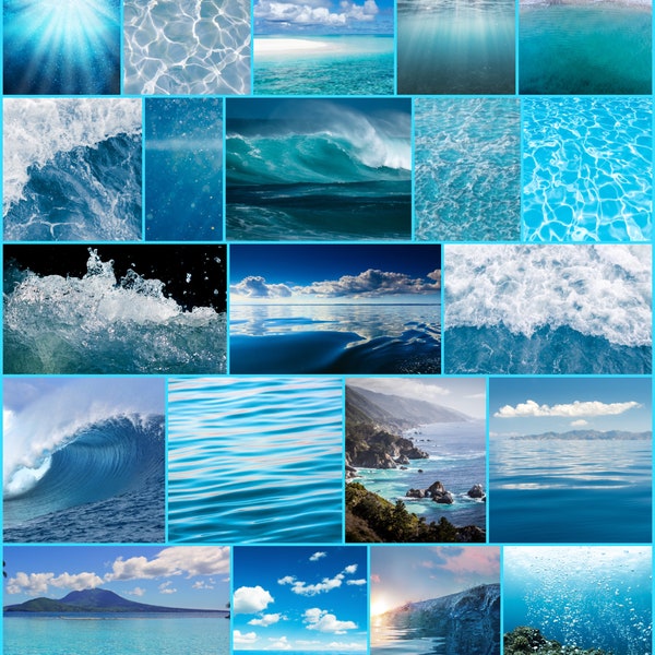 Kit de collage mural à thème d’eau | 115 Images Téléchargement numérique