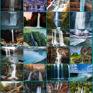 Waterfall Wall Collage Kit | 120 Pictures Digital Download