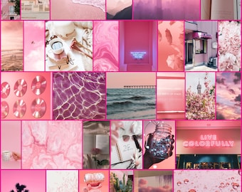 Kit de collage mural esthétique rose | 190 Pictures Téléchargement numérique