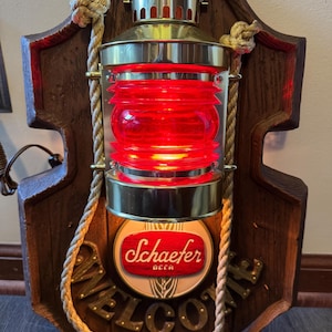 Vintage Schaefer Beer Sign - Red Lamp Welcome Sign - Tested Working