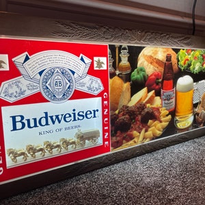 Vintage Budweiser Sign & Light - Light Tested Working - Retro Man Cave Bar Sign Wall Decor - Gift for Him