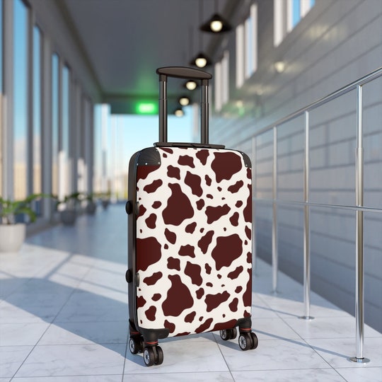 Brown Cow Print Luggage, Cow Print Suitcase, Cow Print Travel Bag, Wheeled Suitcase, Carry On Suitcase, Custom Luggage, Cow Print Decor