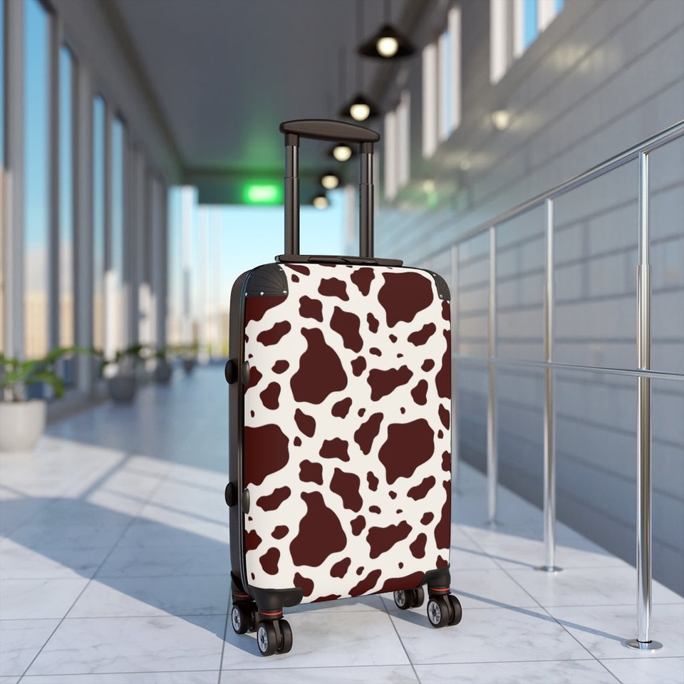 Discover Brown Cow Print Luggage, Cow Print Suitcase, Cow Print Travel Bag, Wheeled Suitcase, Carry On Suitcase, Custom Luggage, Cow Print Decor