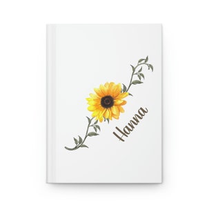 Sunflower Journal, Personalized Journal, Summer Journal, Sunflower Notebook, Gift for Girls, Mother's Day Gift, Birthday Gift for Girls