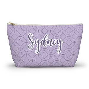 Purple Makeup Bag, Personalized Cosmetic Bag, Geometric Circle Pouch, Purple Pencil Case, Girl's Purple Makeup Bag, Birthday Gifts For Her