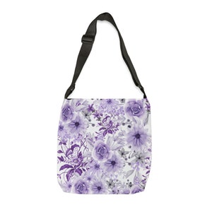 Purple Crossbody Bag, Floral Tote Bag, Summer Tote Bag, Purple Tote Bag, Gift for Her, Women's Tote Bag image 6