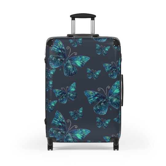 Butterfly Suitcase, Butterfly Luggage, Blue Carry on Bag, Girls Travel Bag, Womens Luggage, Butterfly Gift, Travel Gift, Butterfly Decor