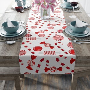 Christmas Table Runner, Candy Cane Decor, Red Table Runner, Christmas Gifts, Holiday Table Runner, Custom Table Runner