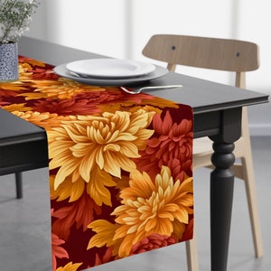 Fall Table Runner, Fall Decor, Fall Dahlia Table Runner, Autumn Table Runner, Fall Floral Decor, Thanksgiving Table Runner, Fall Colors