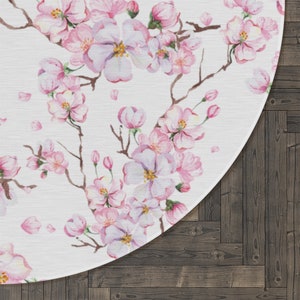 Cherry Blossom Rug, Round Rug, Cherry Blossom Mat, Housewarming Gift, Cherry Blossom Decor, Floral Round Rug, Pink Flower Decor