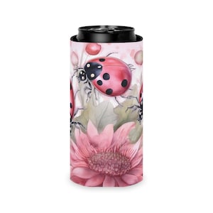 Ladybug Can Cooler, Summer Drink Sleeve, Pink koozie, Ladybug Gifts For Her, Gift For Best Friend, Gift for Ladybug Lover, Ladybug Coozie