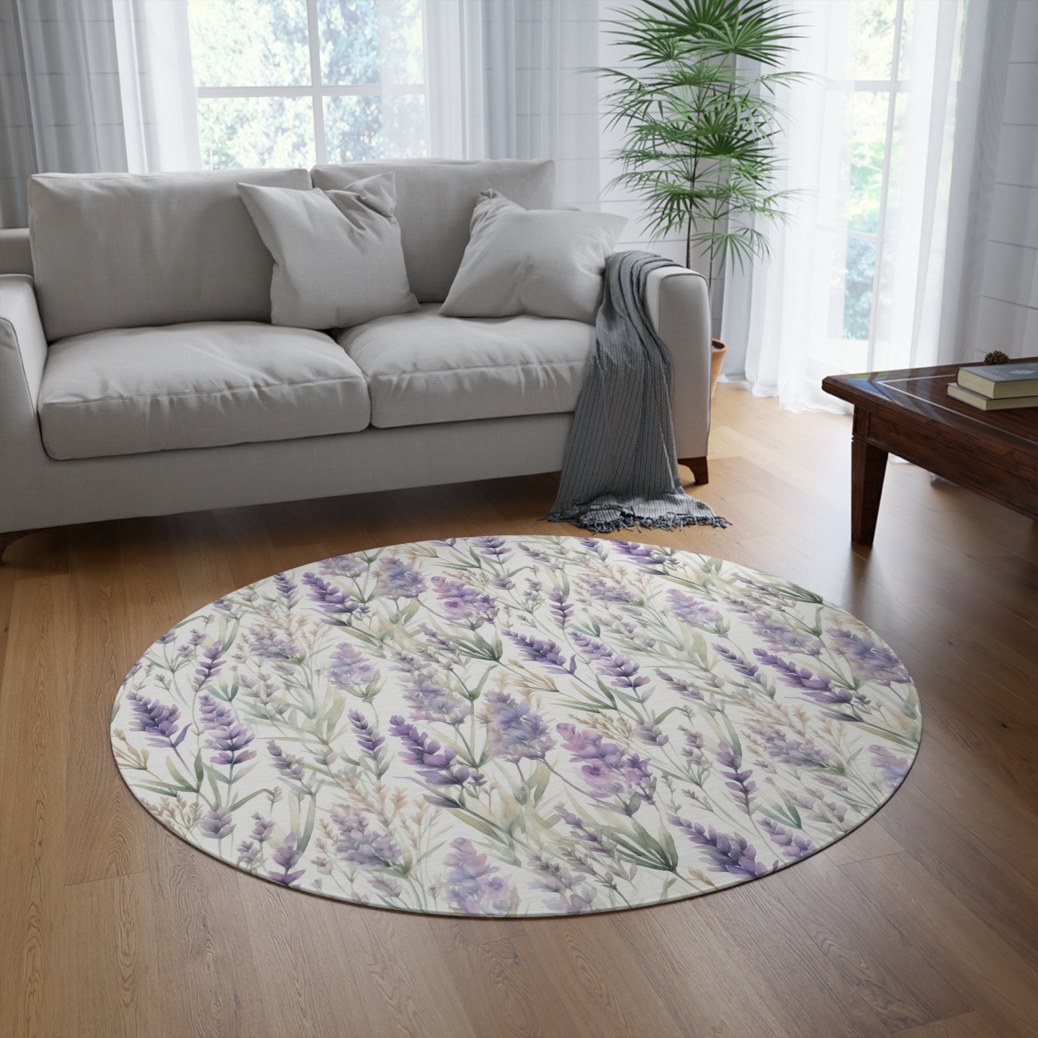 Lavender Rag Rug Lavender Rug, Purple Flower Round Rug, Lavender Mat, Housewarming Gift ...