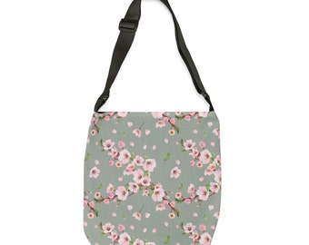 Kirschblüten-Einkaufstasche, Kirschblüten-Geschenke für sie, Frauen-Crossbody-Geldbörse, grüne Einkaufstasche, rosa Blumentasche, Blumengeldbörse,