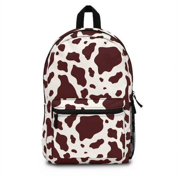 Cow Print Backpack Brown Cow Print Bag Girls Bookbag Cow - Etsy