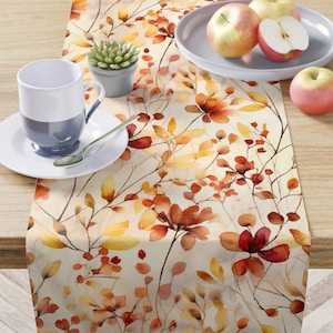 Fall Table Runner, Floral Table Runner, Fall Table Decor, Thanksgiving Table Runner, Thanksgiving Decor, Autumn Table Runner, Brown Decor