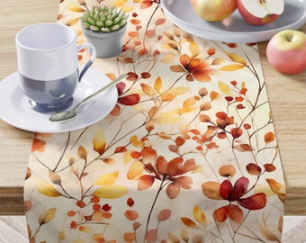 Fall Table Runner, Floral Table Runner, Fall Table Decor, Thanksgiving Table Runner, Thanksgiving Decor, Autumn Table Runner, Brown Decor
