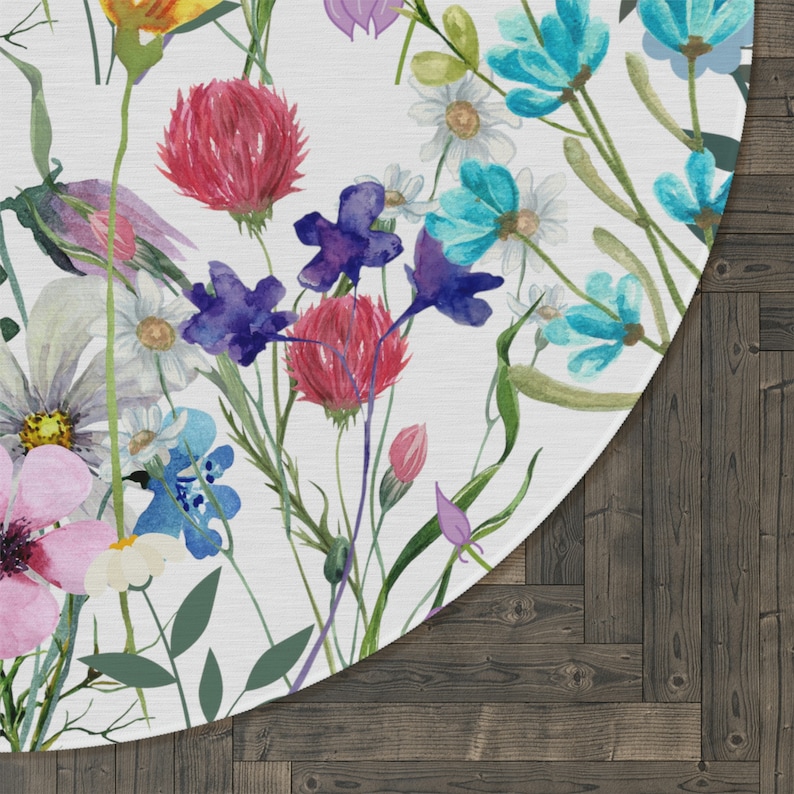 Spring Floral Rugs Wildflower Rug, Spring Round Rug, Spring Decor, Floral Rug, Wildflower ...