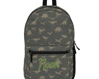 Dinosaur Backpack, Personalized Bookbag, Boy's Bookbag, T Rex Backpack, Boy's Back to School Bag, Dinosaur Carry On Bag, Name Backpack