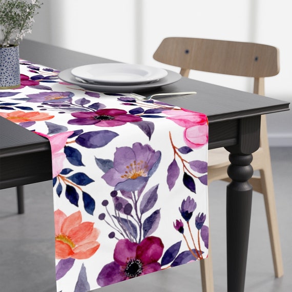 Spring Table Runner Purple Flower Table Runner Purple Decor - Etsy
