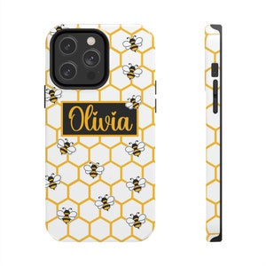 Summer Iphone Case, Honey Bee Phone Case, Personalized Iphone Case, Bumble Bee Print, Honeycomb Print, Iphone 14 case, Iphone 12 case