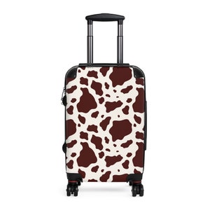 Brown Cow Print Luggage, Cow Print Suitcase, Cow Print Travel Bag, Wheeled Suitcase, Carry On Suitcase, Custom Luggage, Cow Print Decor