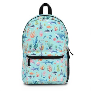 Unterwasser Rucksack, Hai Rucksack, Delfin Büchertasche, Mädchen Schultasche, Blaue Meeresbewohner Rucksack, Zurück zur Schultasche