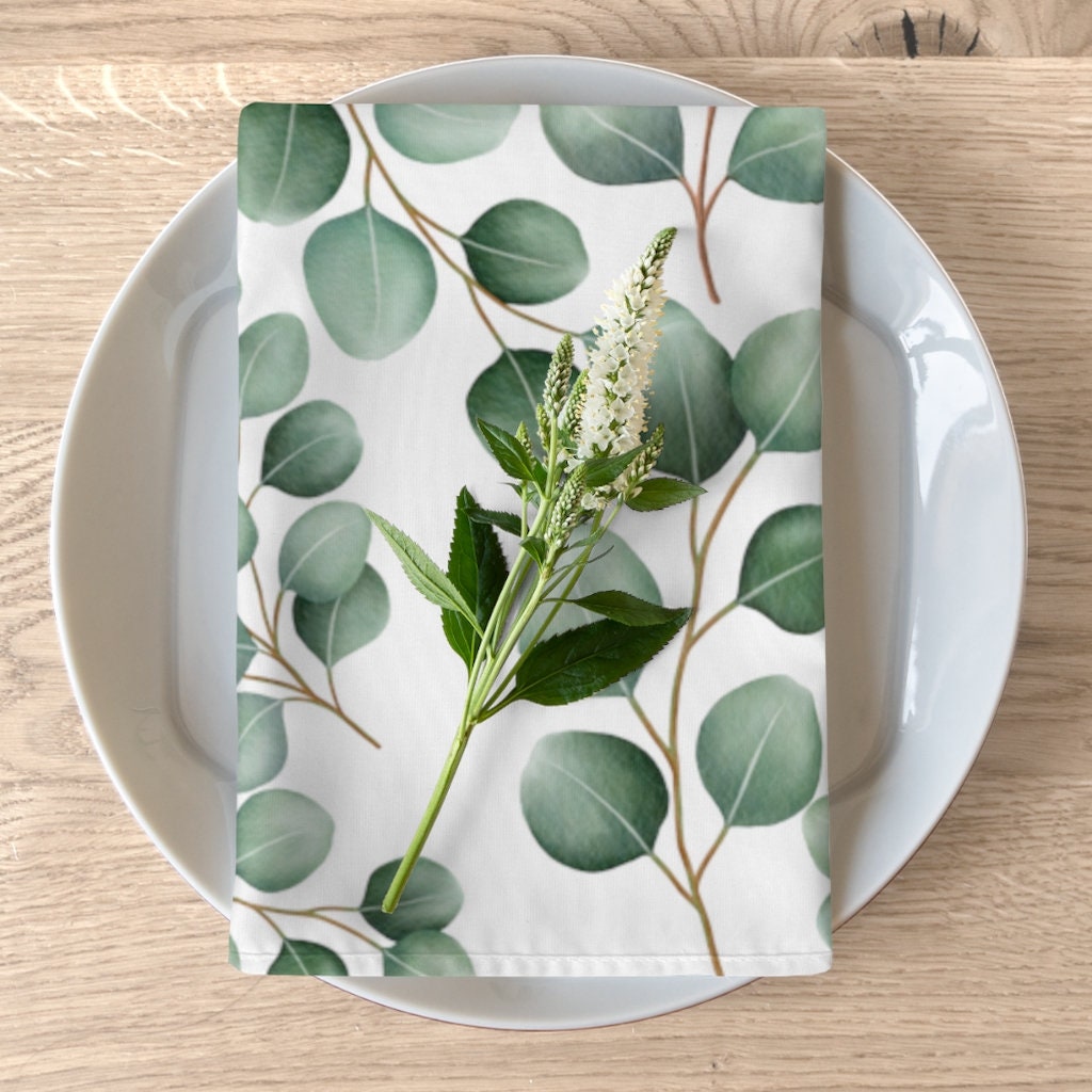 Eucalyptus Napkins Botanical Napkins Eucalyptus Gifts Etsy