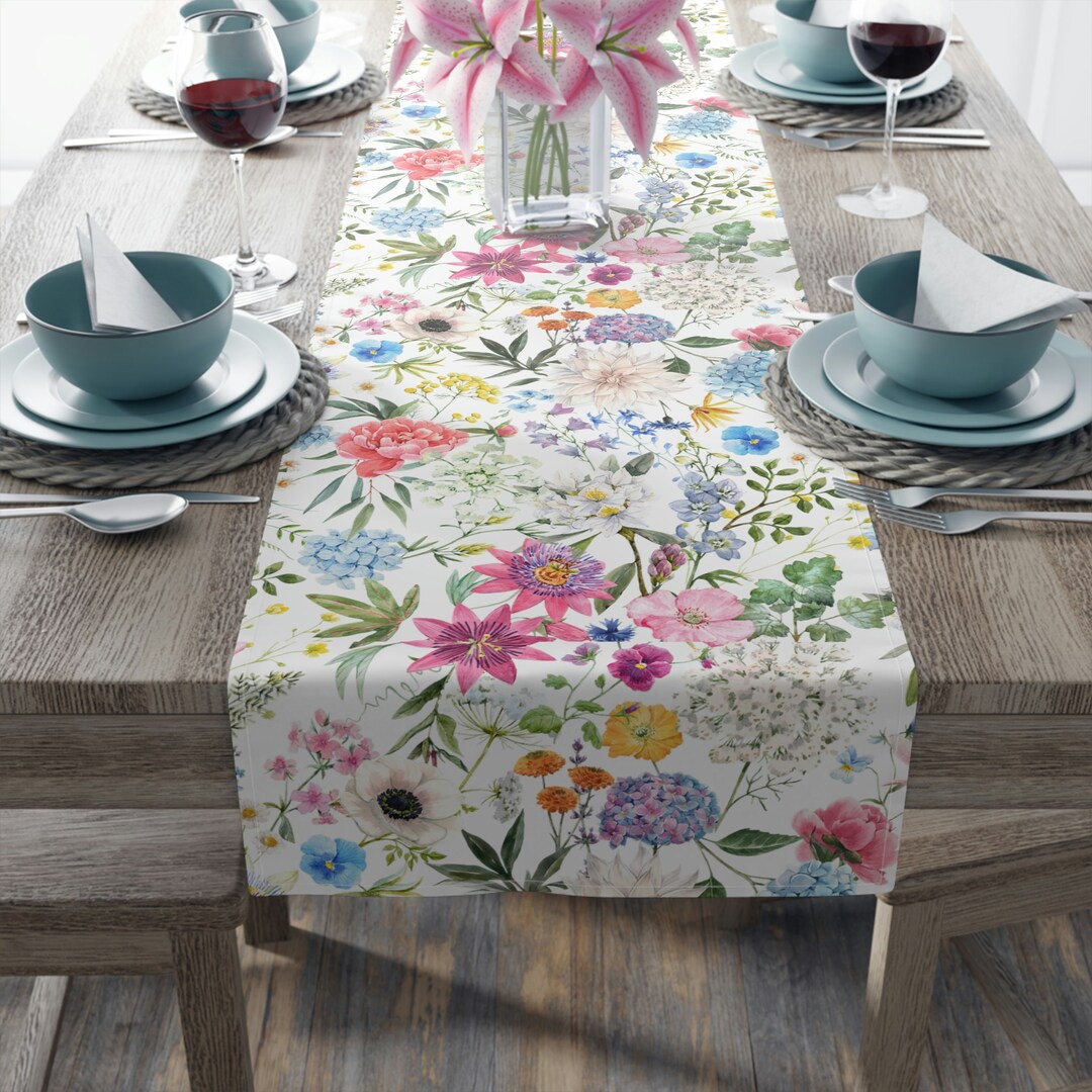 June Table Runner Summer Table Runner, Floral Table Runner, Summer Flower Print ...