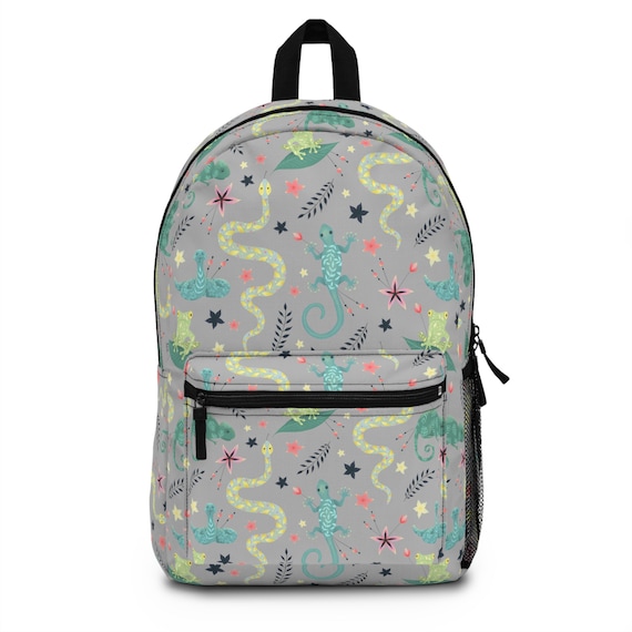 Snake Backpack Frog Bookbag Amphibian Backpack Girl s School Bag Grey Backpack Amphibian Print Gifts Primary School Bookbag Carry On Etsy Canada