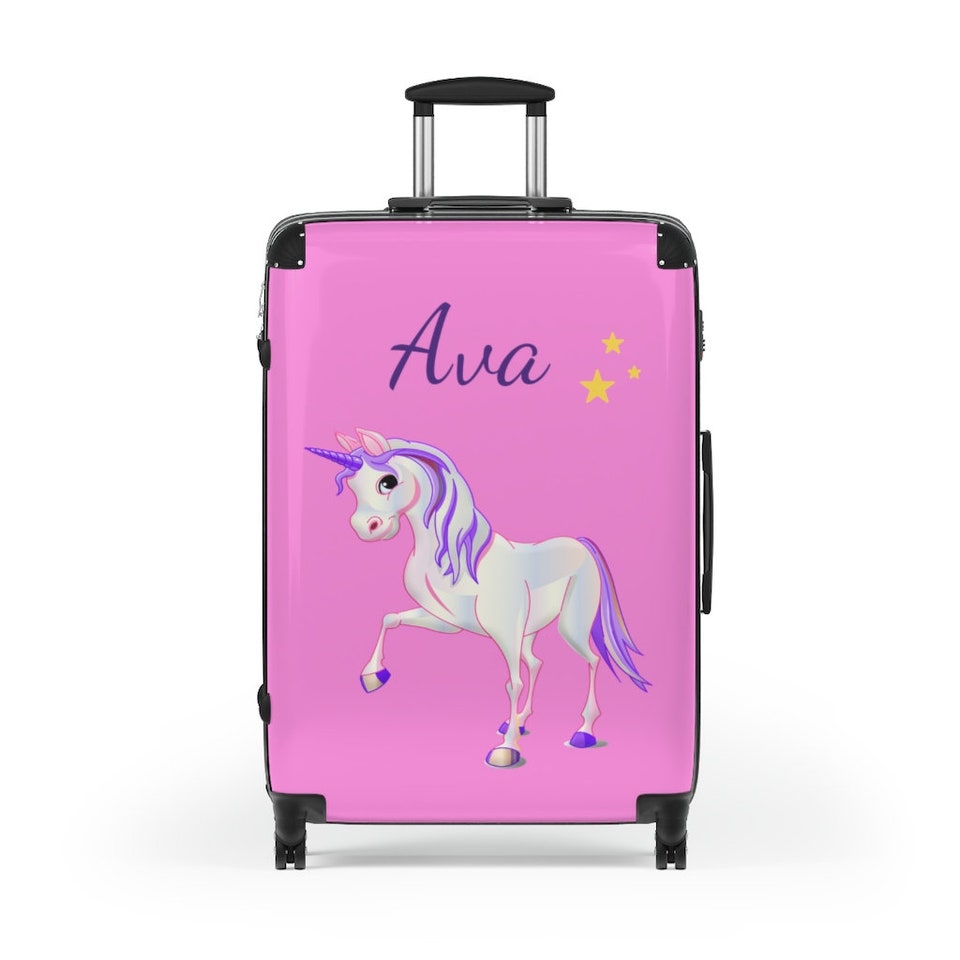 Discover Unicorn Suitcase, Girls Pink Suitcase, Unicorn Travel Bag, Personalized Luggage, Custom Luggage, Cabin Suitcase, Pink Luggage, Wheeled Bag