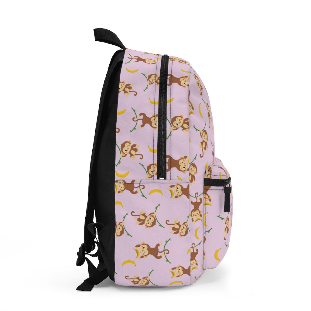 Pink Backpack Monkey Monkey Backpack, Girls Bookbag, Pink Monkey School Bag, Monkey Bag ...
