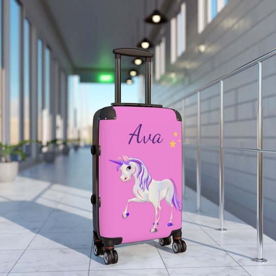 Disover Unicorn Suitcase, Girls Pink Suitcase, Unicorn Travel Bag, Personalized Luggage, Custom Luggage, Cabin Suitcase, Pink Luggage, Wheeled Bag