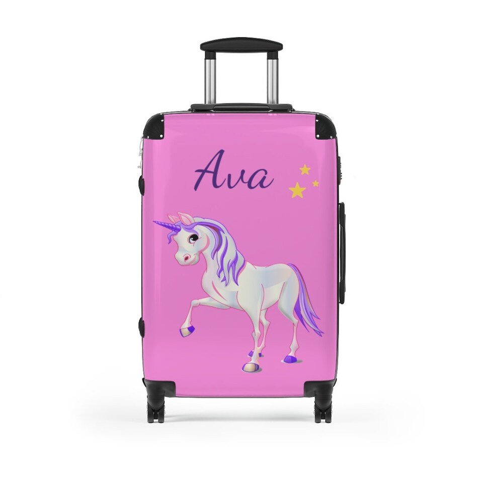 Discover Unicorn Suitcase, Girls Pink Suitcase, Unicorn Travel Bag, Personalized Luggage, Custom Luggage, Cabin Suitcase, Pink Luggage, Wheeled Bag