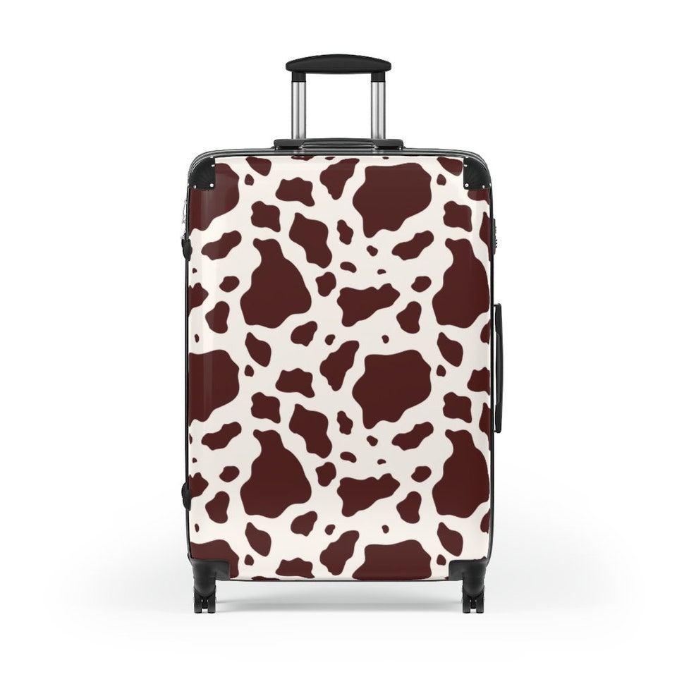 Discover Brown Cow Print Luggage, Cow Print Suitcase, Cow Print Travel Bag, Wheeled Suitcase, Carry On Suitcase, Custom Luggage, Cow Print Decor