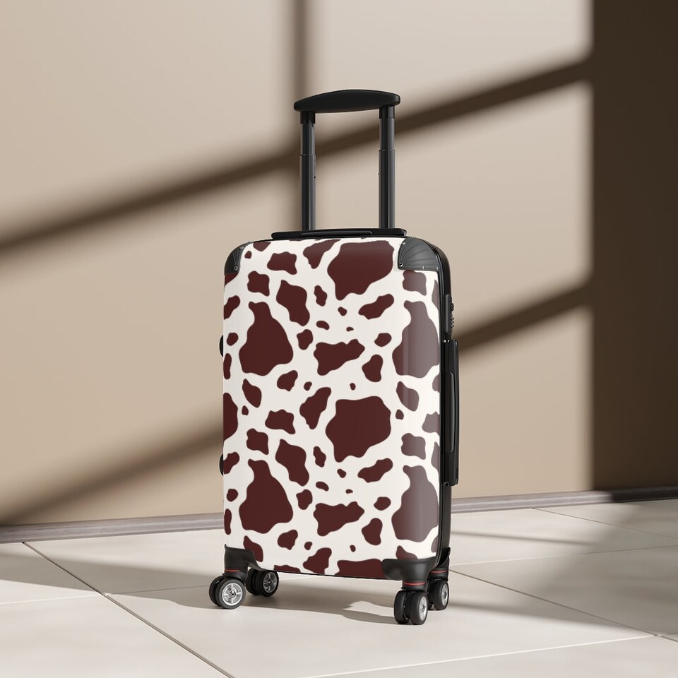 Discover Brown Cow Print Luggage, Cow Print Suitcase, Cow Print Travel Bag, Wheeled Suitcase, Carry On Suitcase, Custom Luggage, Cow Print Decor