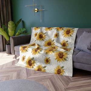 Sunflower Decor, Sunflower Blanket, Crushed Velvet Blanket, Sunflower Throw,  Summer Decor, Sunflower Gifts, Flower Blanket