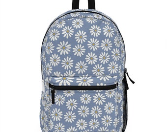 Daisy Backpack, Floral Bookbag, Girl's School Bag, Blue Floral Backpack, Daisy Bookbag, Women's Backpack, College Backpack, Daisy Bag