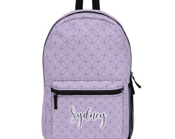 Purple Geometric Backpack with V-Panel Design Geometric Backpack, Purple Geometric Backpack, Purple  main image 4